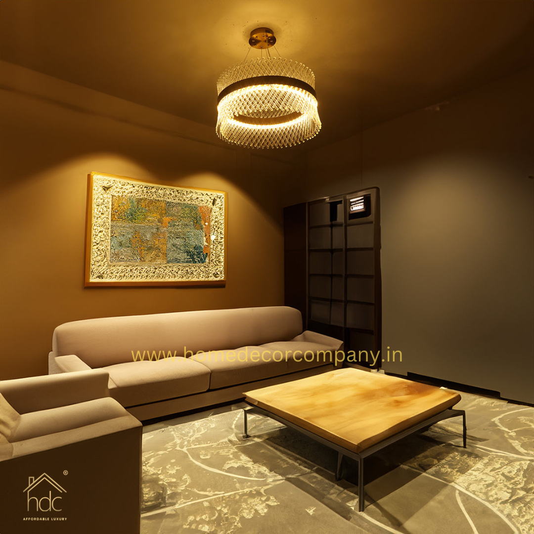 HDC Led Nordic Glass Chandelier Circle Pendant Light Creative Personality Circle Dining Room Chandelier