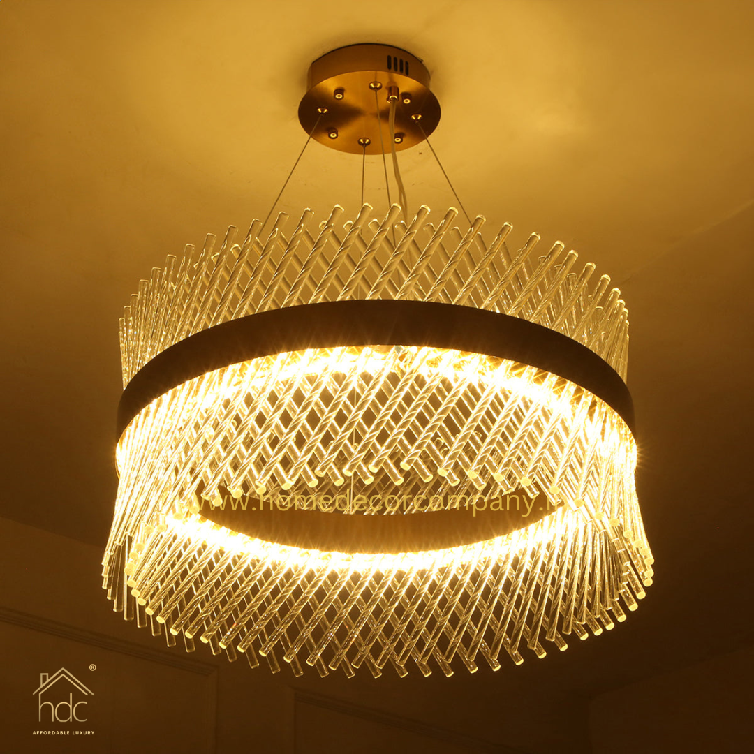 HDC Led Nordic Glass Chandelier Circle Pendant Light Creative Personality Circle Dining Room Chandelier