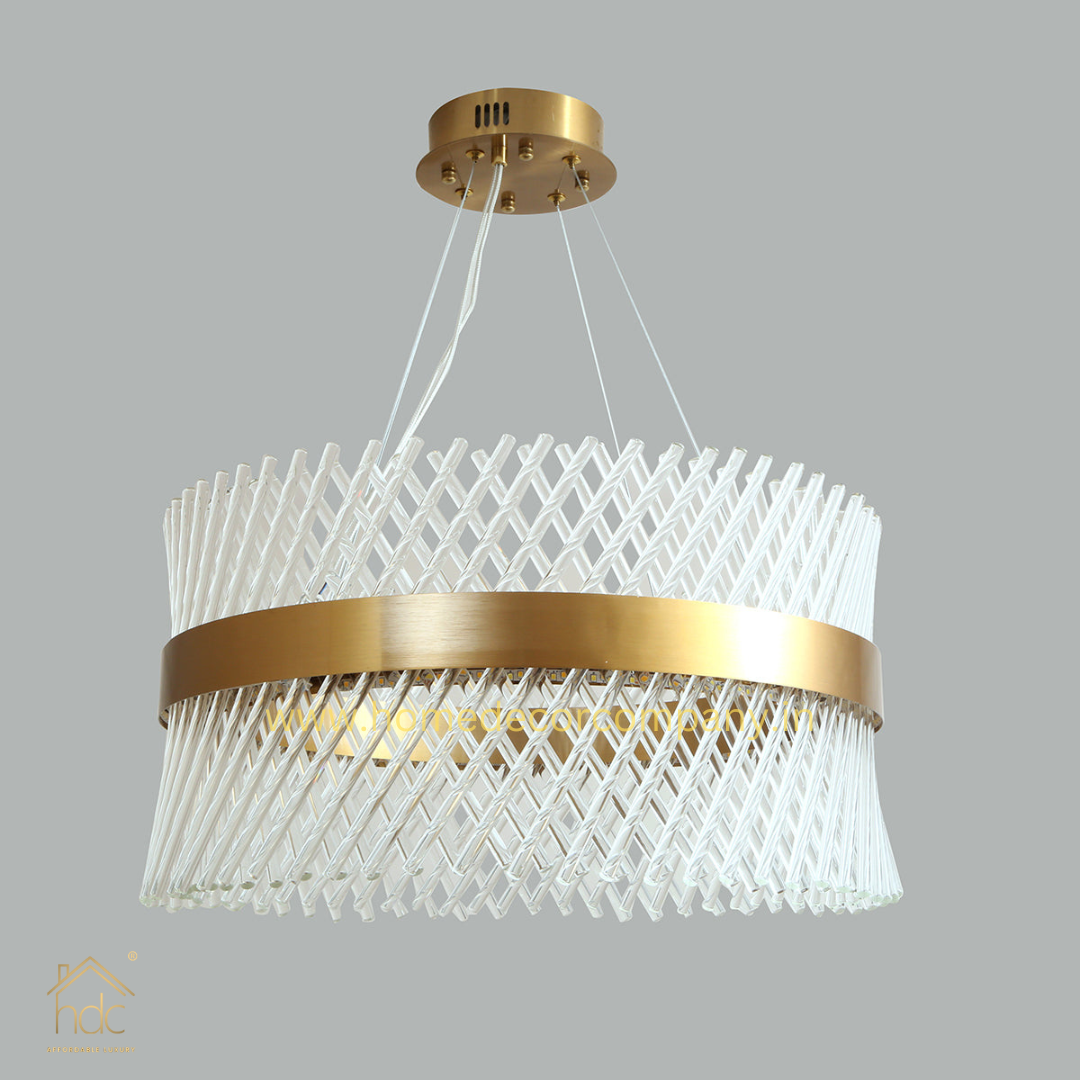 HDC Led Nordic Glass Chandelier Circle Pendant Light Creative Personality Circle Dining Room Chandelier