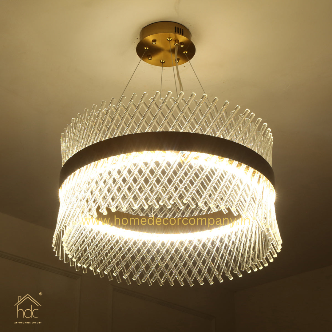 HDC Led Nordic Glass Chandelier Circle Pendant Light Creative Personality Circle Dining Room Chandelier