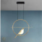 HDC LED 1 Bird Gold Ring Hanging Pendant Ceiling Light - Tricolor