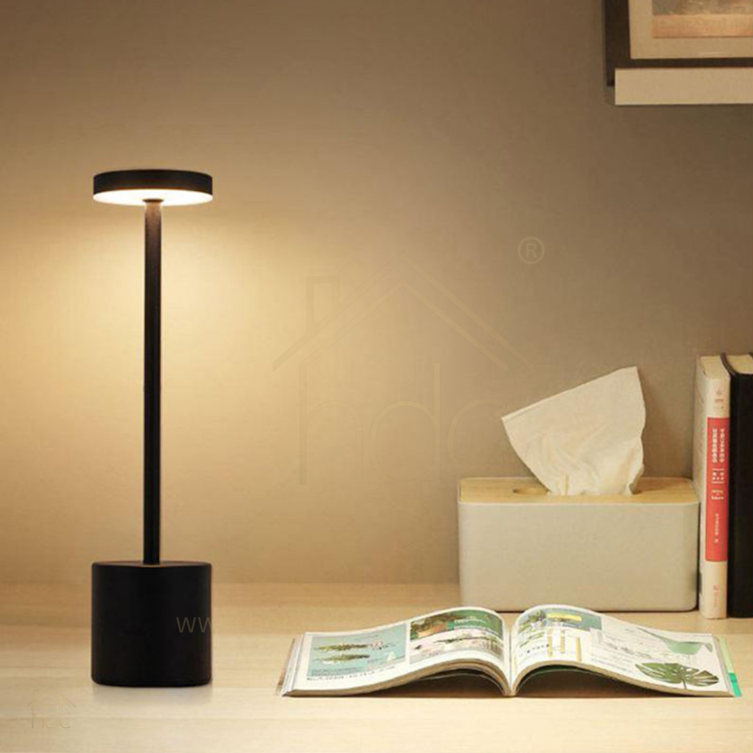 Hdc Wireless Table Lamp, Rechargeable Battery LED Desk Lamp with Touch Control and 3 Color Stepless Dimming,USB Charging Portable Lamp for Restaurant/Camping/Bar/Bedroom