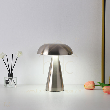 Hdc Modern Golden Mushroom Table Lamp  Rechargeable & Portable LED Desk Light for Bedroom & Living Room