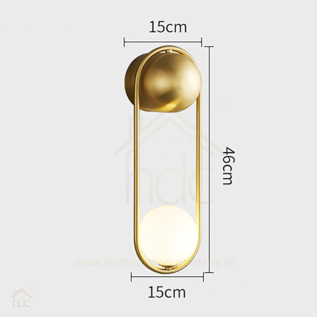 Hdc Modern Gold Oval Wall Light with Frosted Globe Minimalist LED Wall Sconce for Bedroom, Living Room, Hallway