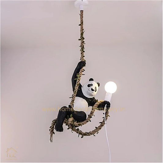 HDC Panda Hanging Light Decorative Ceiling light Pendant Light With Hemp Rope