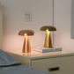 Hdc Modern Golden Mushroom Table Lamp  Rechargeable & Portable LED Desk Light for Bedroom & Living Room