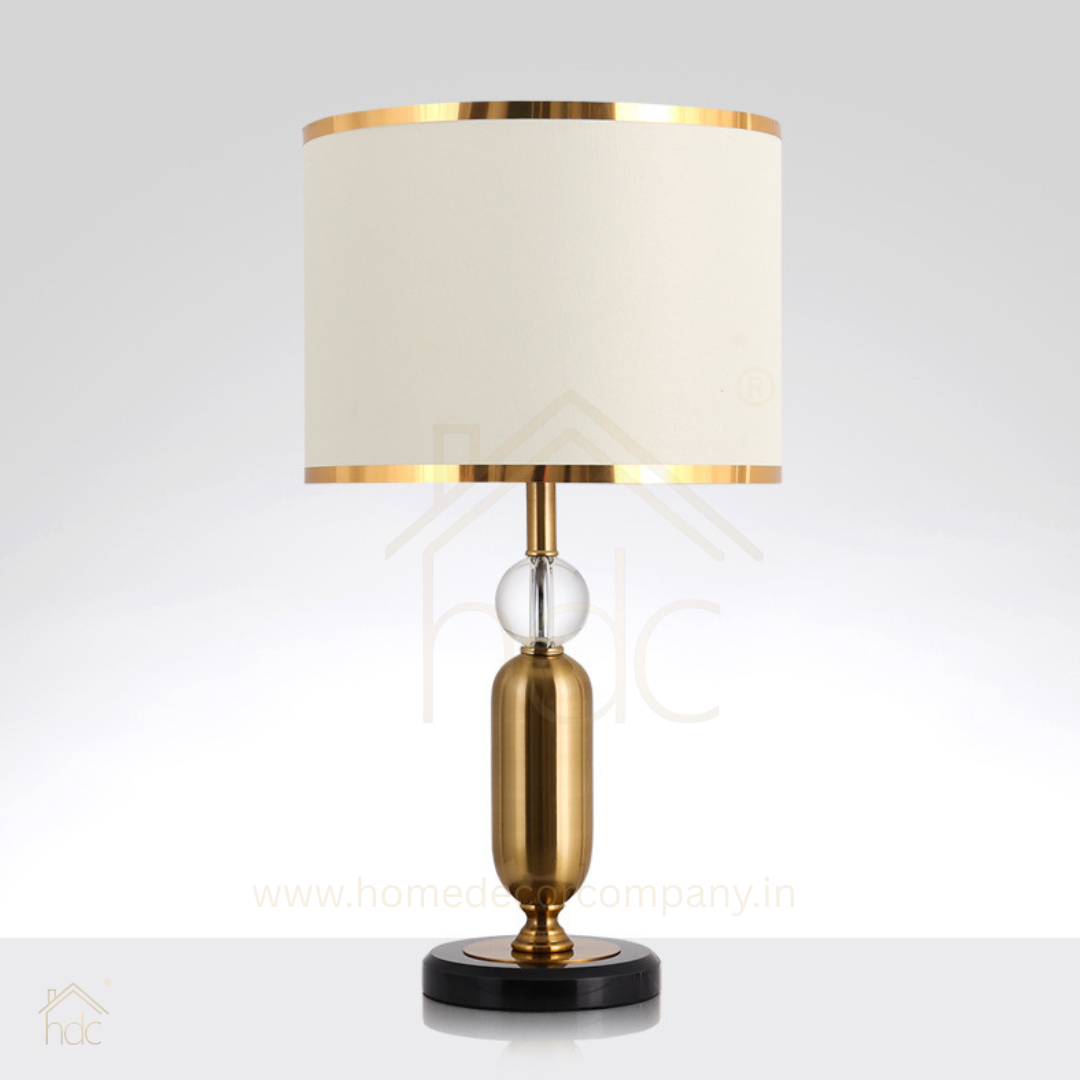 Hdc Luxury Gold Nightstand Lamp With High-quality Fabric Lampshade