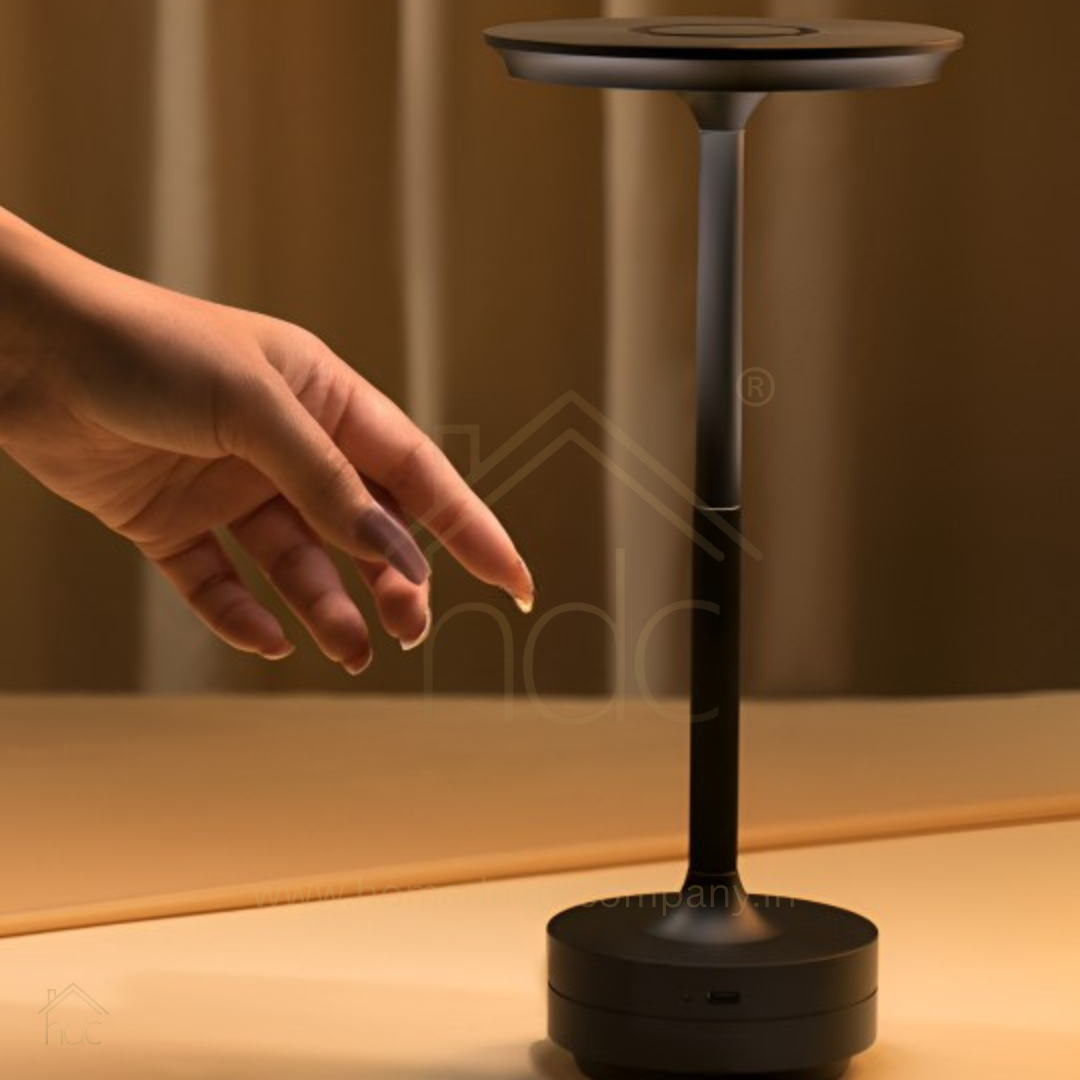 Hdc Wireless Table Lamp, Rechargeable Battery LED Desk Lamp with Touch Control and 3 Color Stepless Dimming,USB Charging Portable Lamp for Restaurant/Camping/Bar/Bedroom(Gold)