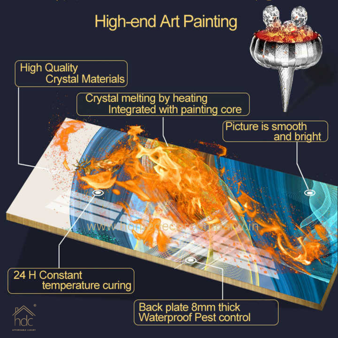 Hdc Modern Aestheticism Elephant Artwork Living Room Arts Home Framed Customized and Picture Crystal Custom Led Painting Posters for Wall Paintings (24*48 IN)