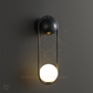 Hdc Modern Black Oval Wall Light with Frosted Globe Minimalist LED Wall Sconce for Bedroom, Living Room, Hallway