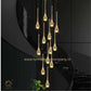 HDC 20 Lights LED Crystal Meteor Light Double Height Stair Chandelier- Tricolor