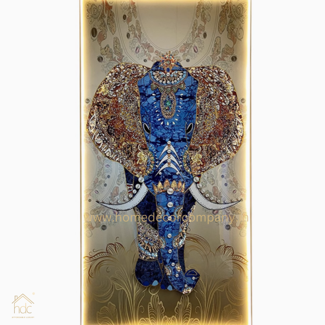 Hdc Modern Aestheticism Elephant Artwork Living Room Arts Home Framed Customized and Picture Crystal Custom Led Painting Posters for Wall Paintings (24*48 IN)