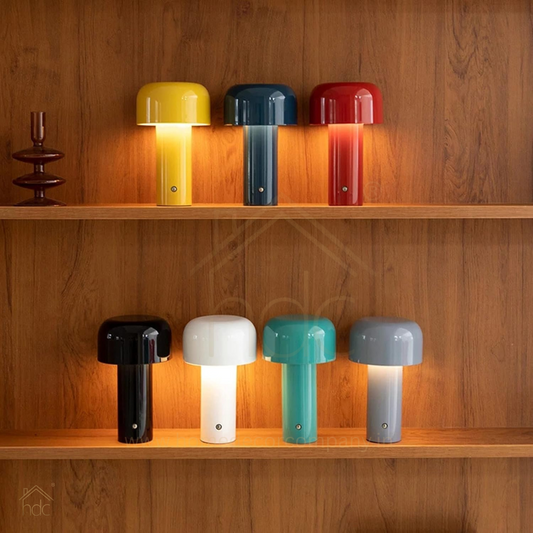 Hdc Color Pop Mushroom LED Table Lamp Rechargeable Portable Desk Light for Bedroom, Study & Kids Room