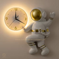 HDC Modern Astronaut-Themed LED Wall Lamp With Lightning Clock Resin Decorative Light for Kids Bedroom Living Room