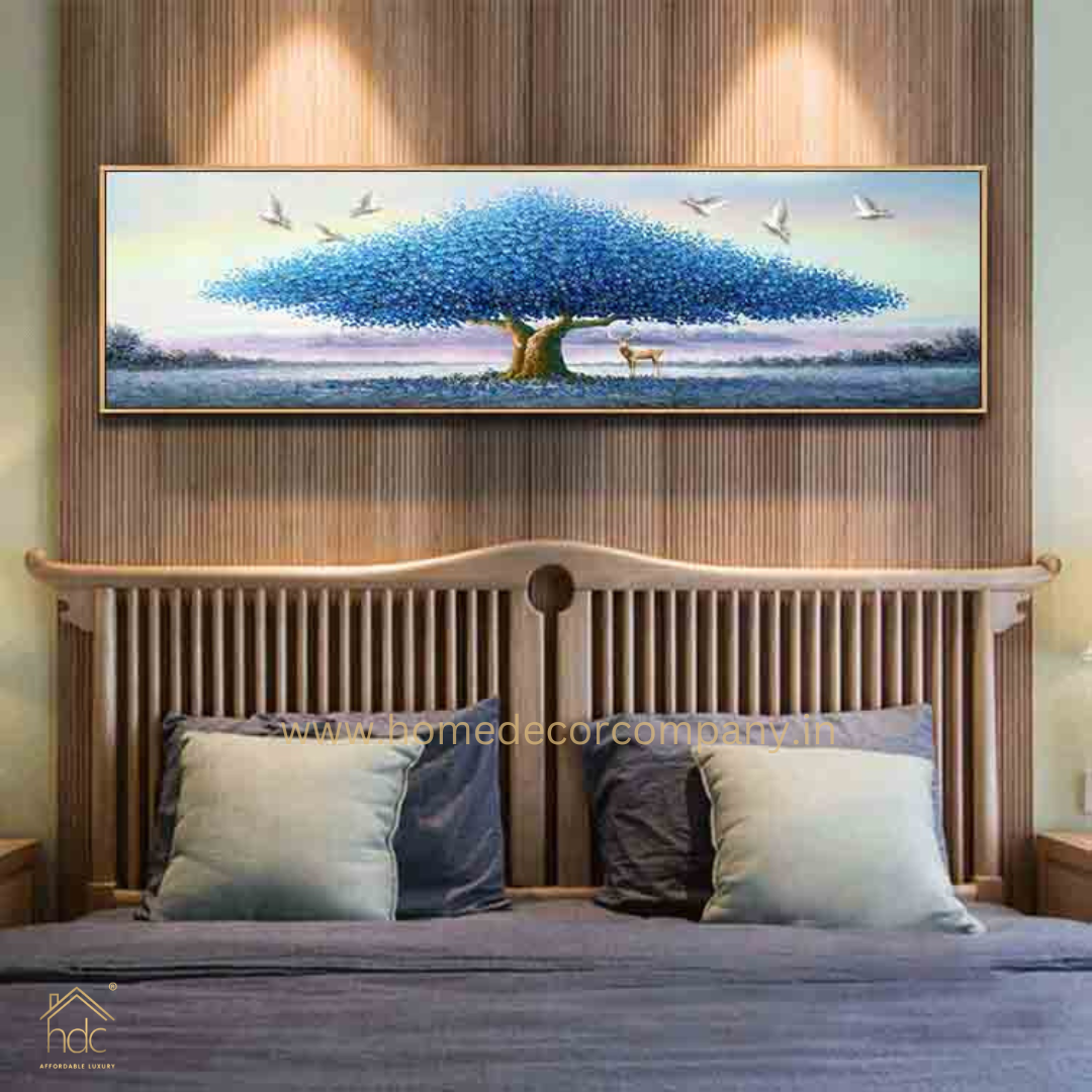 Hdc Modern Aestheticism Minimalist Green Tree Landscape Mural Forest Wall HangingCrystal Custom Led Painting Posters for Wall Paintings With Led Light (24*72 IN)