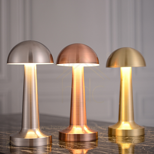HDC Premium Metal Mushroom LED Table Lamp Rechargeable, Touch Control, Dimmable Light (Gold, Rose Gold, Silver)