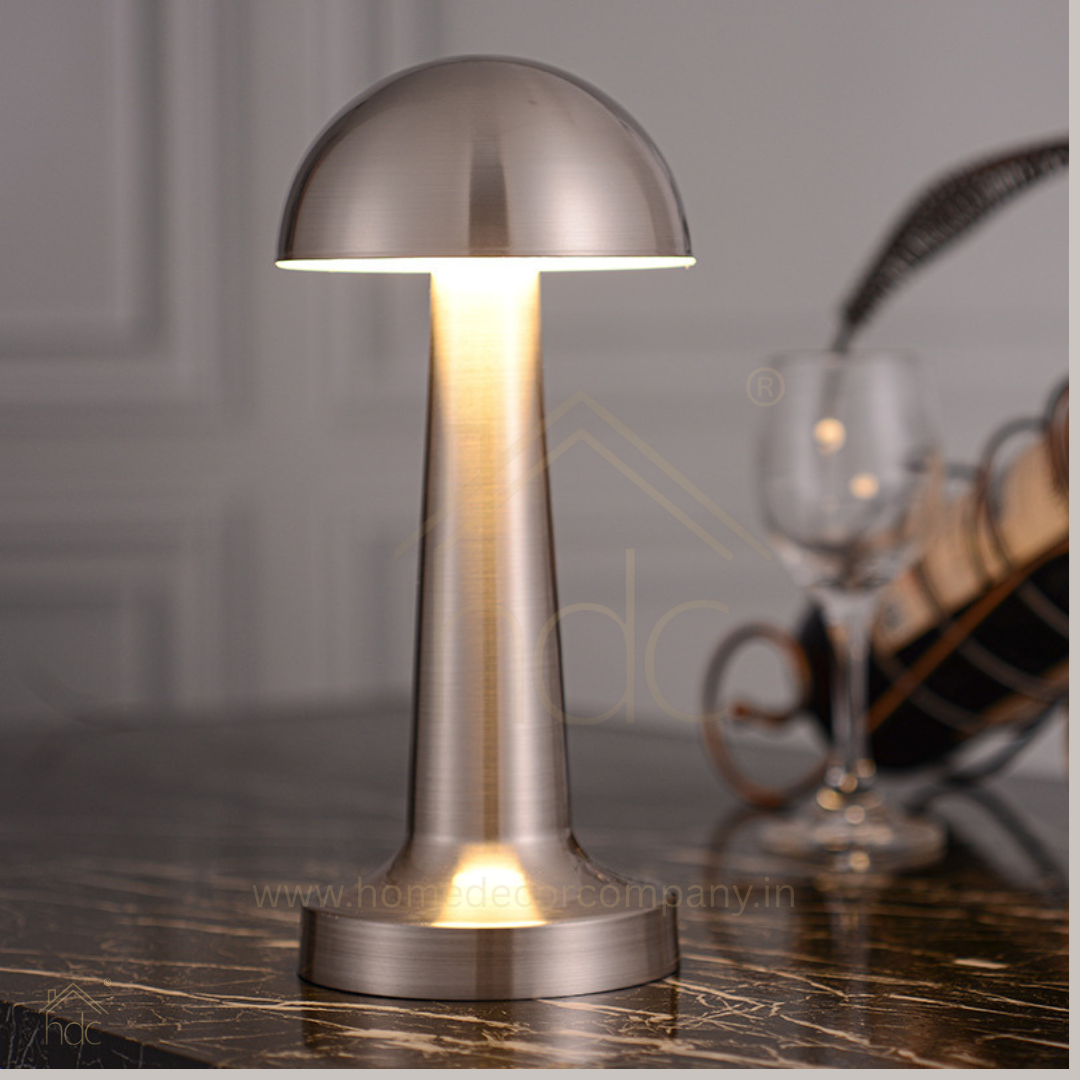 HDC Premium Metal Mushroom LED Table Lamp Rechargeable, Touch Control, Dimmable Light (Gold, Rose Gold, Silver)