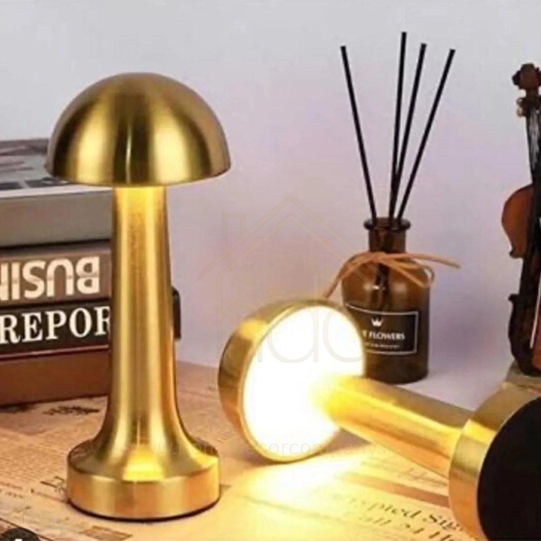 HDC Premium Metal Mushroom LED Table Lamp Rechargeable, Touch Control, Dimmable Light (Gold, Rose Gold, Silver)