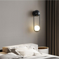 Hdc Modern Black Oval Wall Light with Frosted Globe Minimalist LED Wall Sconce for Bedroom, Living Room, Hallway
