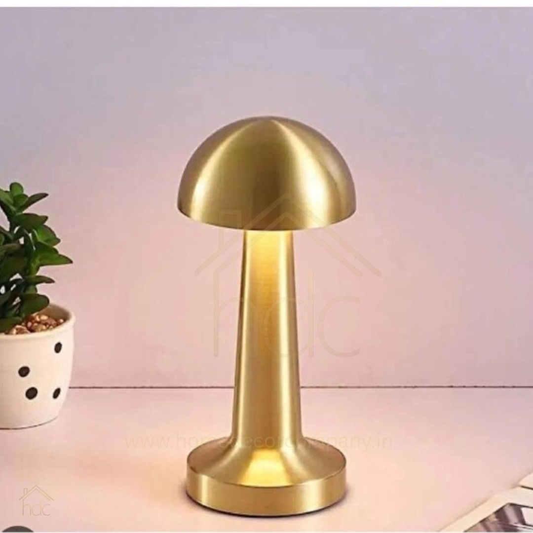 HDC Premium Metal Mushroom LED Table Lamp Rechargeable, Touch Control, Dimmable Light (Gold, Rose Gold, Silver)
