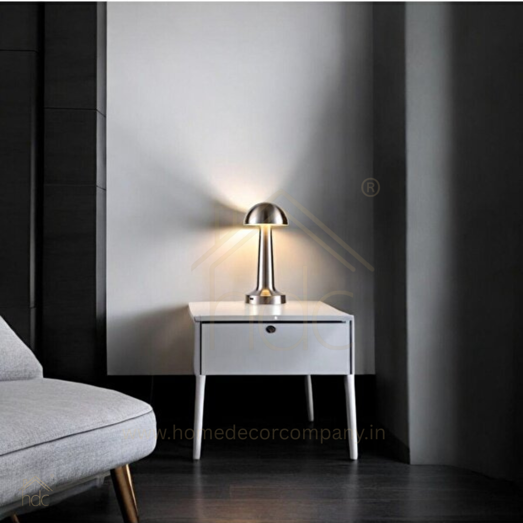 HDC Premium Metal Mushroom LED Table Lamp Rechargeable, Touch Control, Dimmable Light (Gold, Rose Gold, Silver)