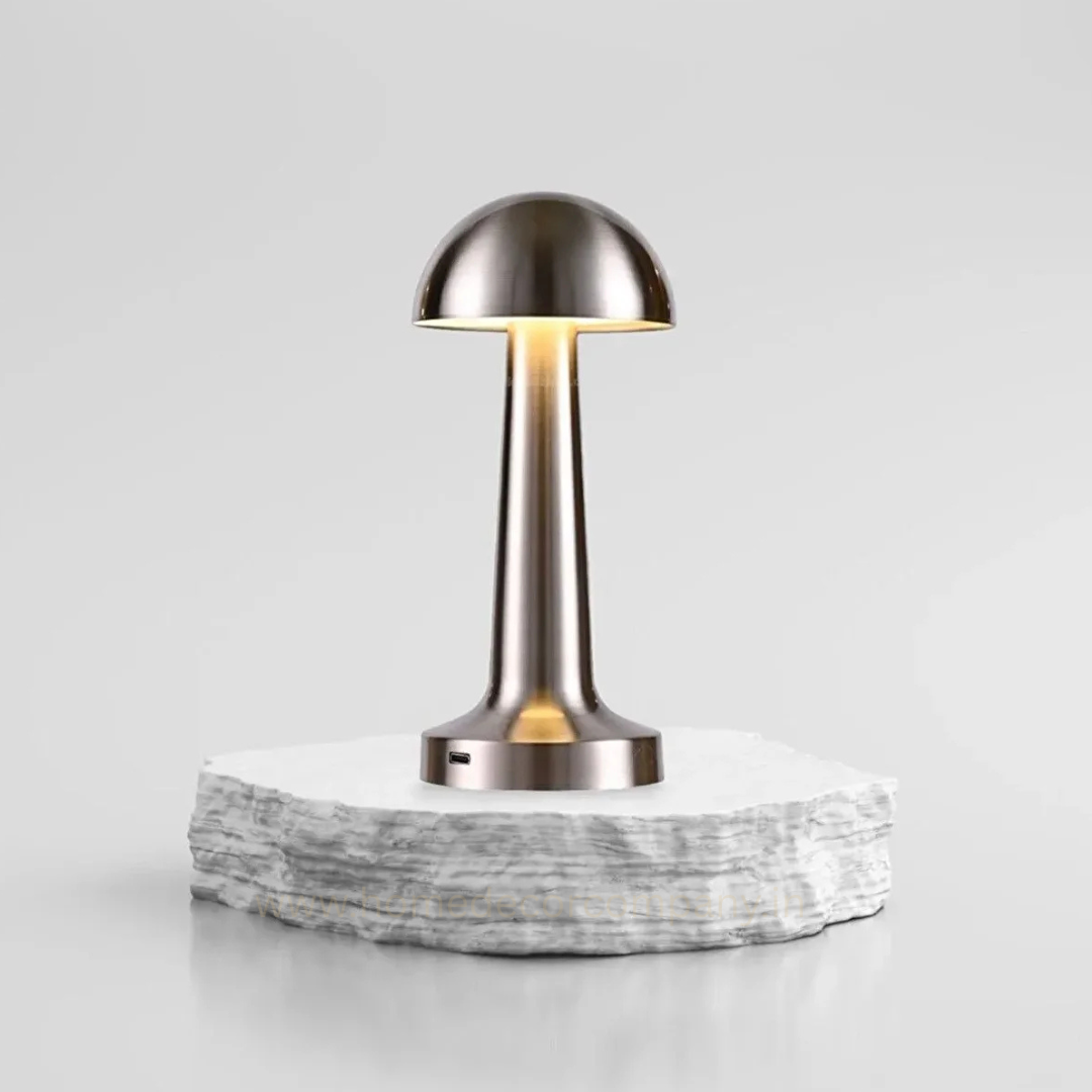 HDC Premium Metal Mushroom LED Table Lamp Rechargeable, Touch Control, Dimmable Light (Gold, Rose Gold, Silver)