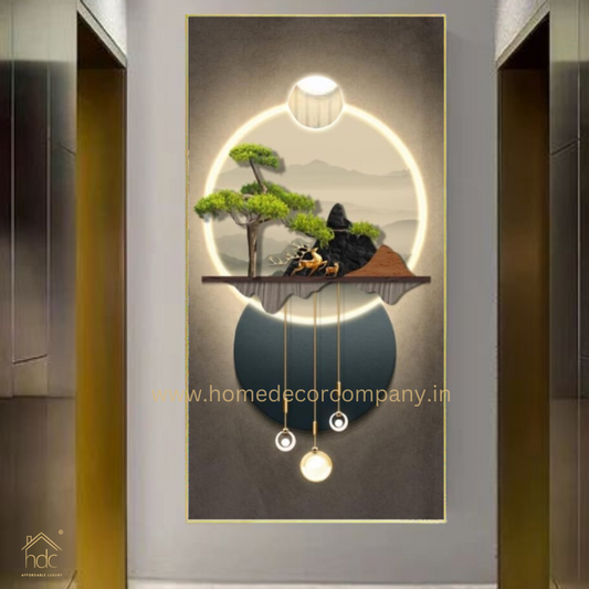 Hdc Modern Art Wall Painting Of Nature Mountain and trees Living Room Art Large Mural Crystal Porcelain Painting (24*48 IN)