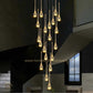 HDC 20 Lights LED Crystal Meteor Light Double Height Stair Chandelier- Tricolor
