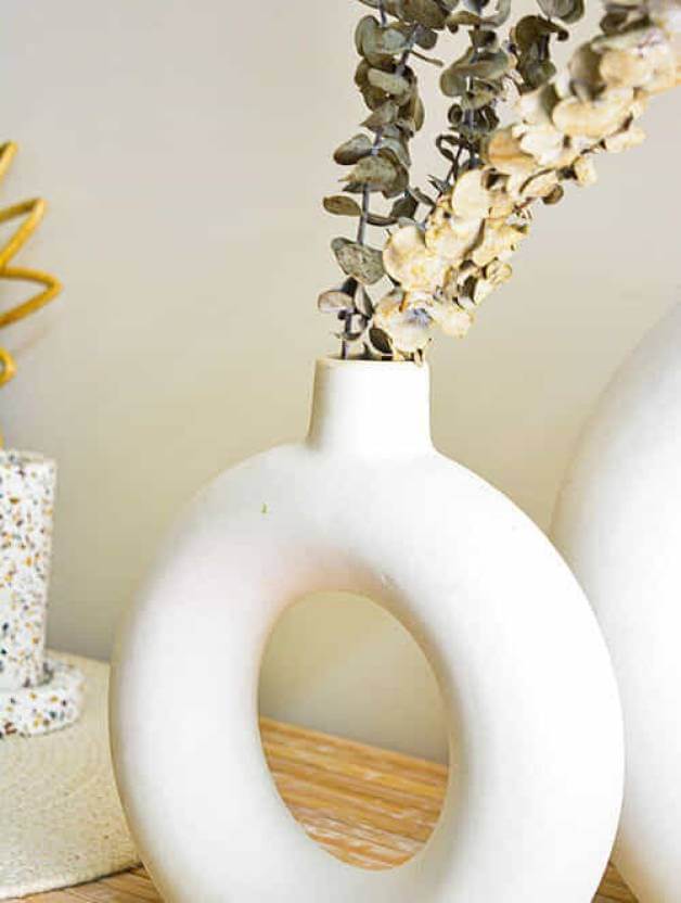 Donut Pampas Vase 3 Pc Set 8.5,6.5 & 5.5 (White matte) - HDC.IN