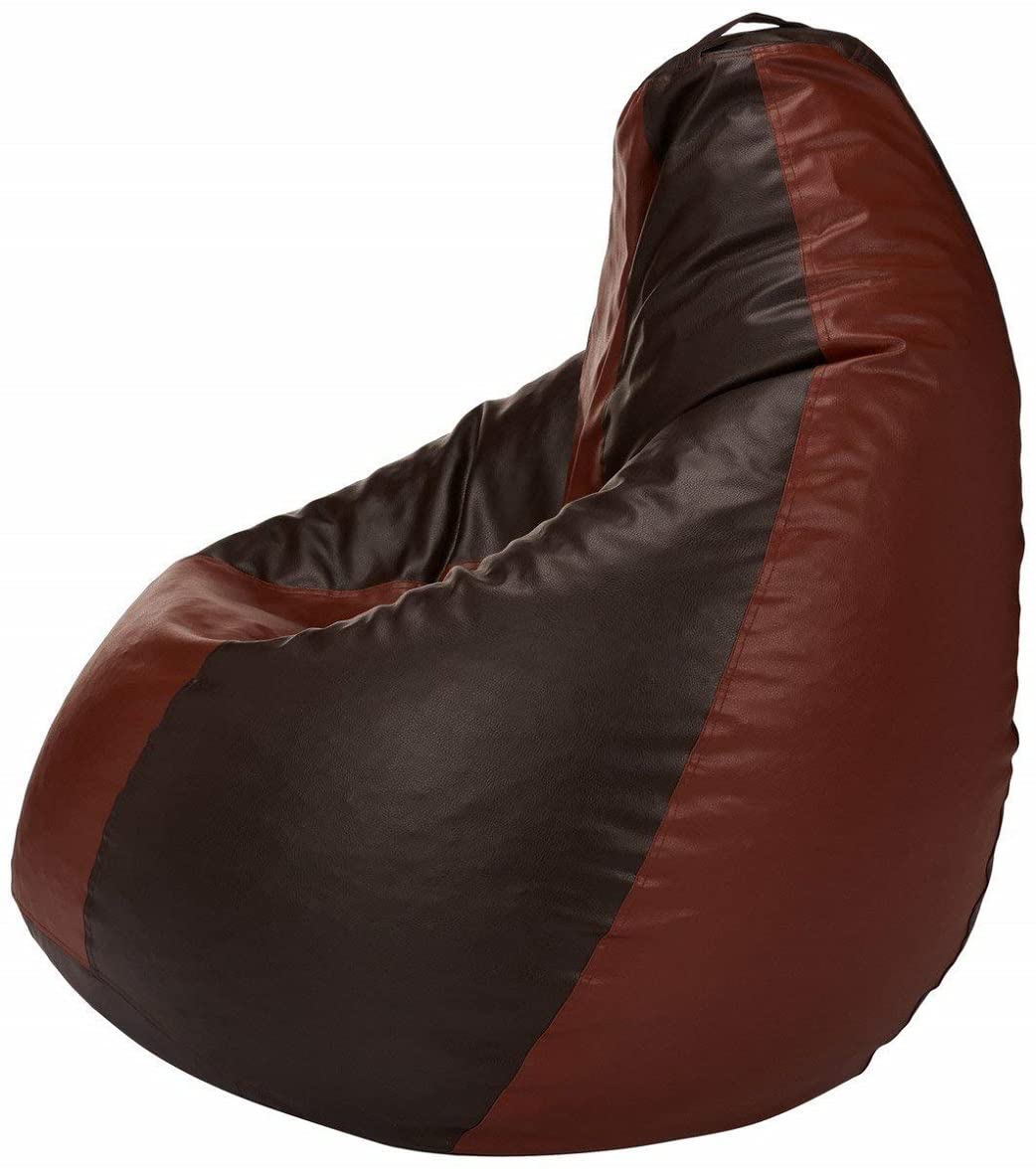 HDC Super Lama Leather Bean Bag Cover Without Beans (Brown & Tan) - HDC.IN