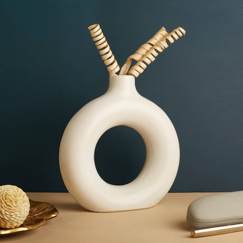 Donut Pampas Vase 8.5 (White matte) - HDC.IN