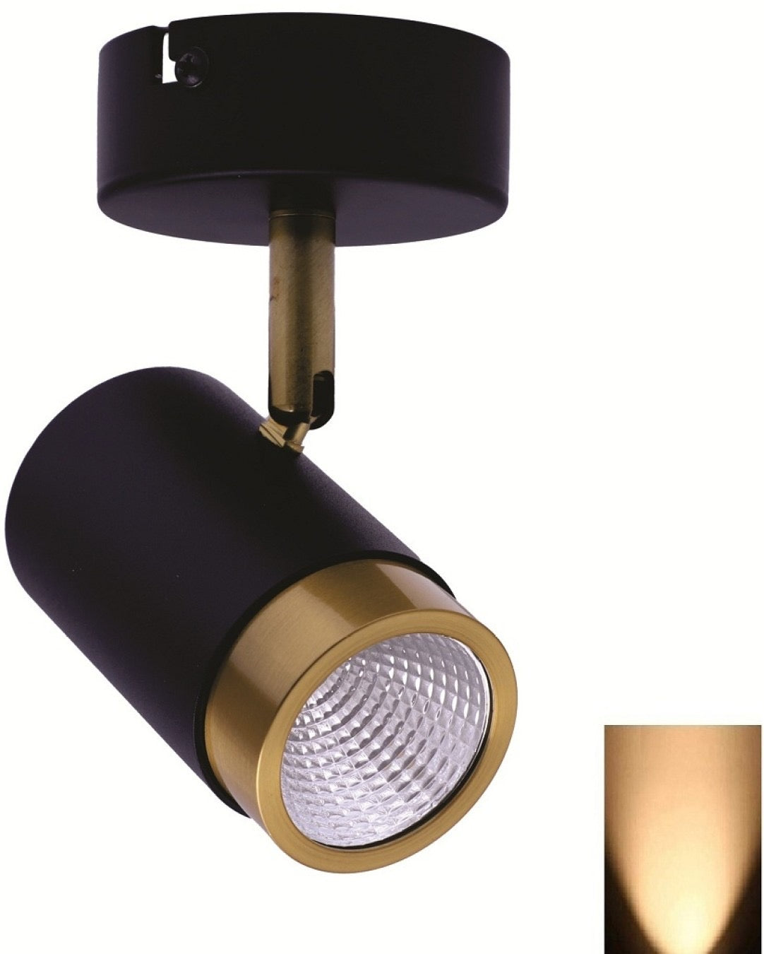 HDC 9W LX LED Black/Gold Round Surface Light - Cylindrical Shape COB Ceiling Surface Mounted Spot Light Down Light Wall Lamp - Aluminium Body LED Focus Light Indoor - 𝗪𝗮𝗿𝗺 𝗪𝗵𝗶𝘁𝗲 - HDC.IN