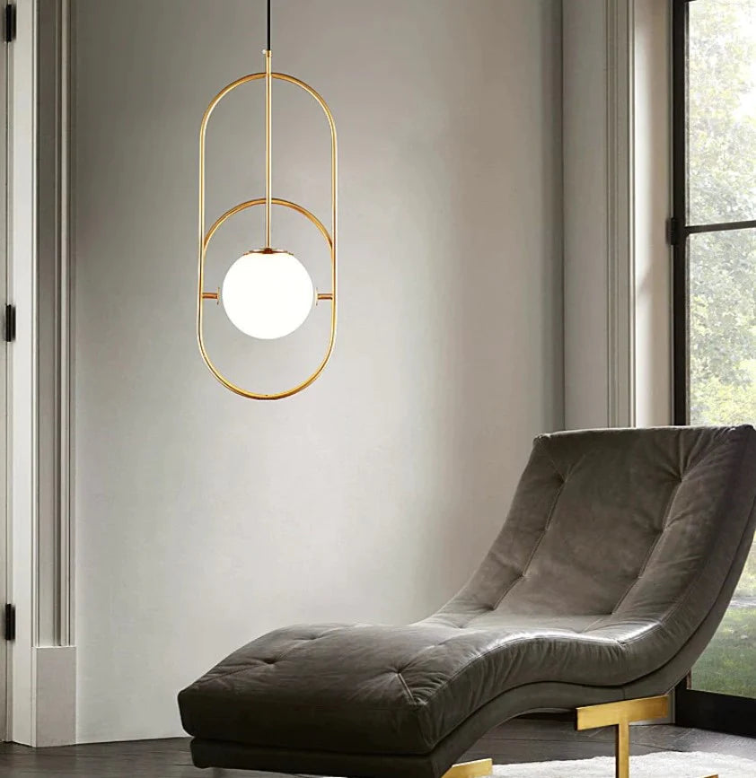 Hdc 1 Light Modern Led Gold Frosted Ball Oval Pendant Lamp Chandelier Ceiling Light Dining Room - Warm White - HDC.IN