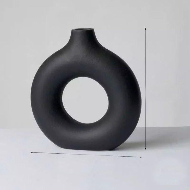 Donut Pampas Vase (Dark Grey matte) - HDC.IN