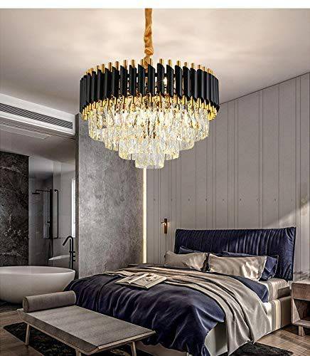 Hdc 600mm Gold Black Mamba Tube Stainless Steel K9 Crystal Pendant Chandelier Ceiling Lights Hanging - Warm White - HDC.IN