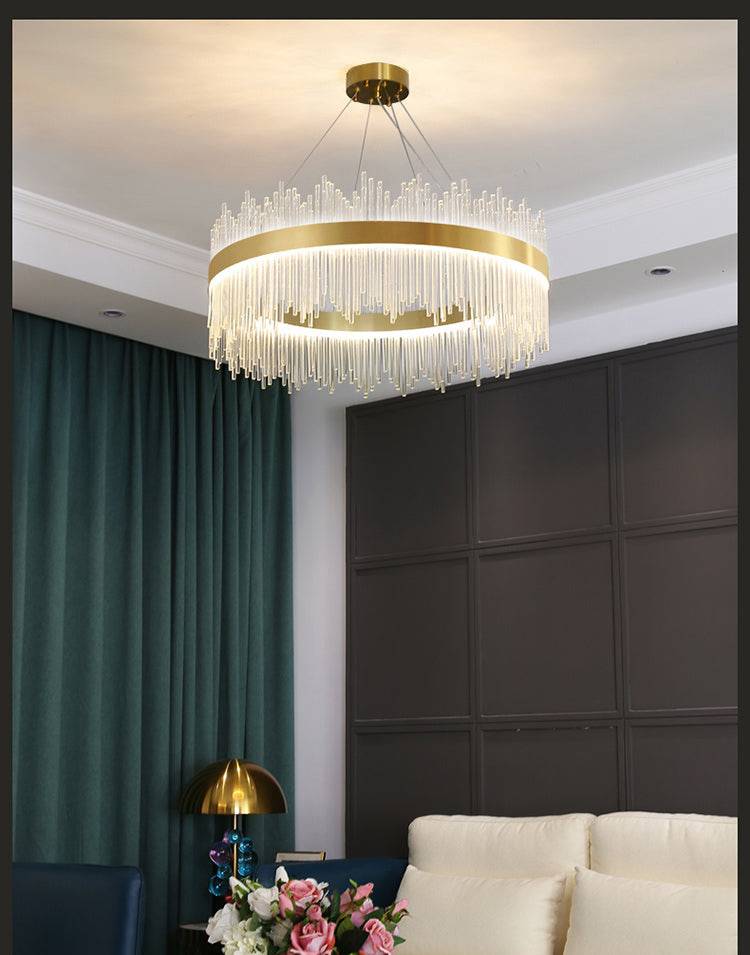 Hdc 600 MM Crystal Led Chandelier Ring Hanging Suspension Lamp - Warm White - HDC.IN