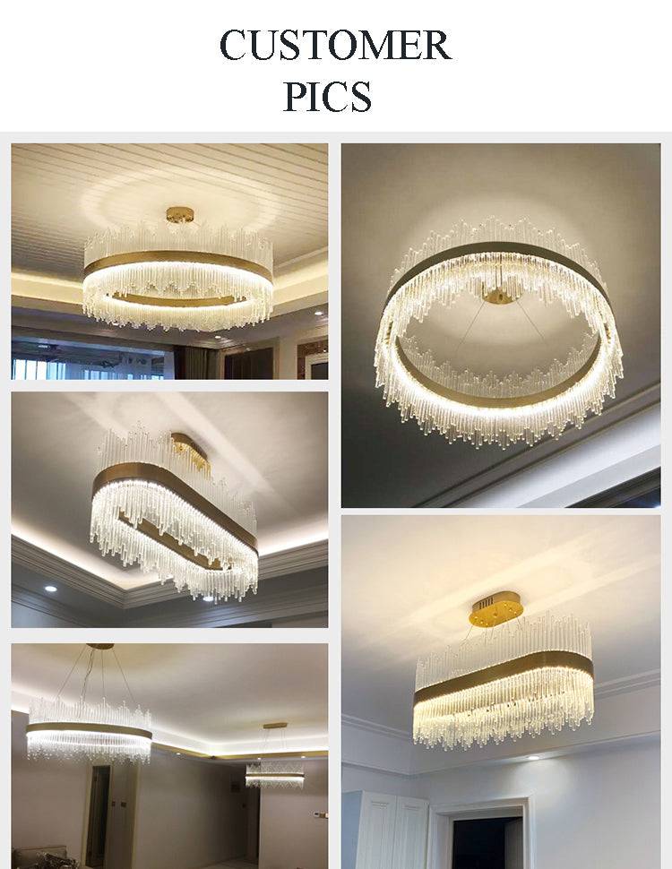 Hdc 600 MM Crystal Led Chandelier Ring Hanging Suspension Lamp - Warm White - HDC.IN