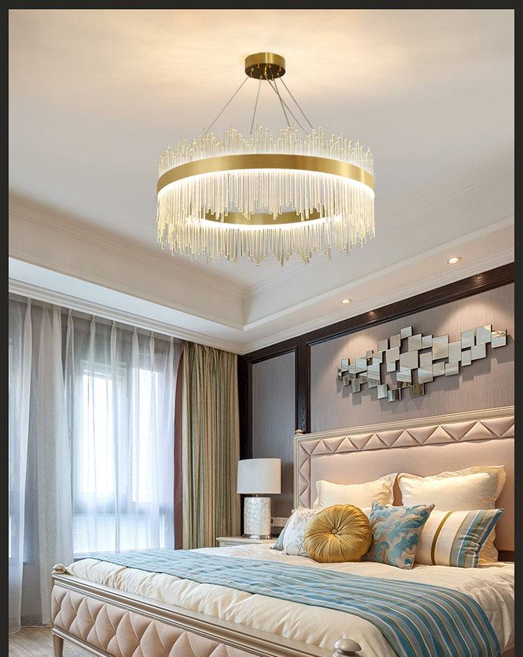 Hdc 600 MM Crystal Led Chandelier Ring Hanging Suspension Lamp - Warm White - HDC.IN