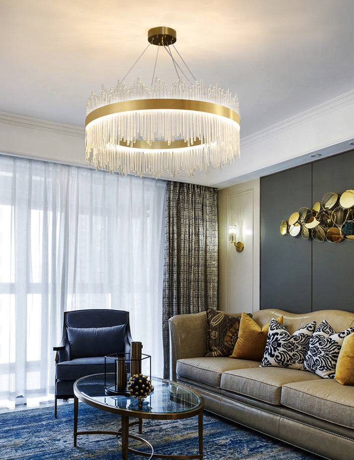 Hdc 600 MM Crystal Led Chandelier Ring Hanging Suspension Lamp - Warm White - HDC.IN