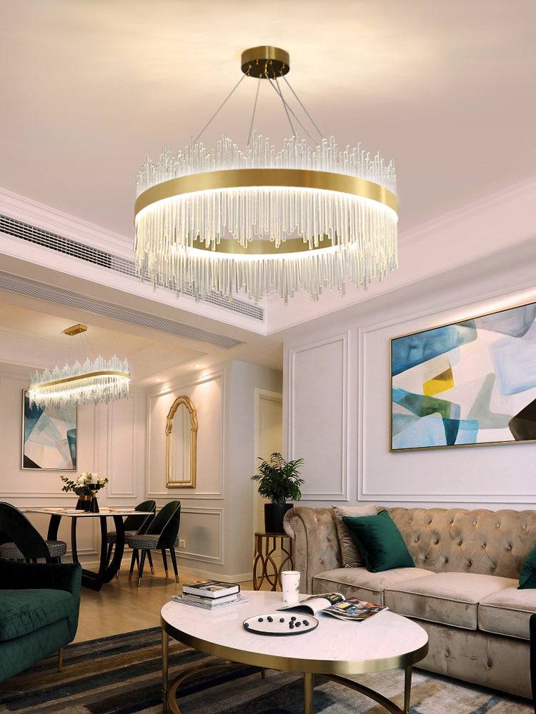 Hdc 600 MM Crystal Led Chandelier Ring Hanging Suspension Lamp - Warm White - HDC.IN